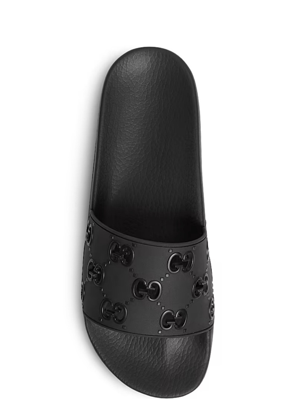 Gucci Black GG Embossed Leather Slide Sandal